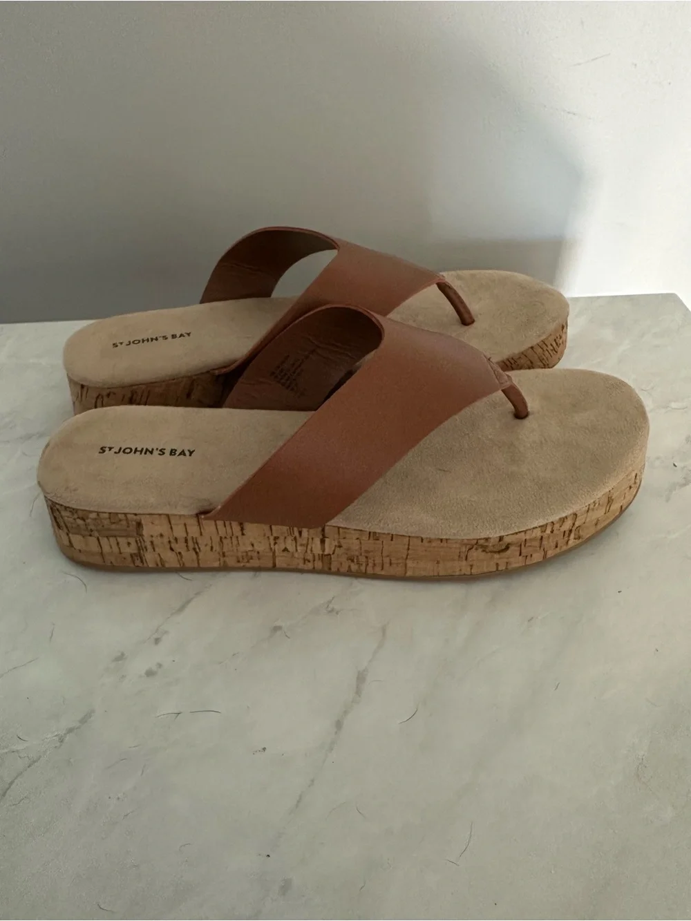 St. John’s Bay Cork Wedge Flip-Flop Sandals – Women’s Size 10 (NWOT)